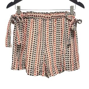 Isabel Marant Etoile Mel Silk Bird Print Red Shorts Size X-Small